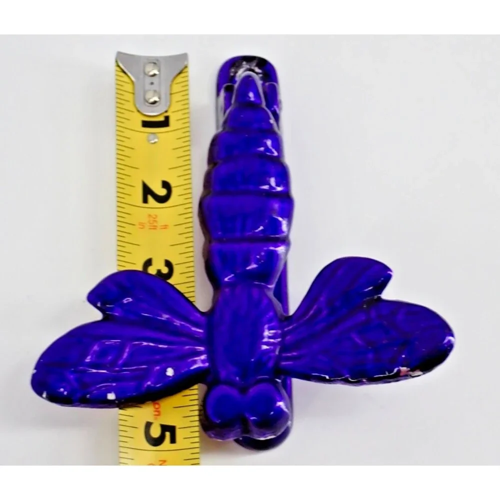 Vintage Rustic Cast Iron Deep Purple Dragonfly Door Knocker Colorful 5.5” X 5.5